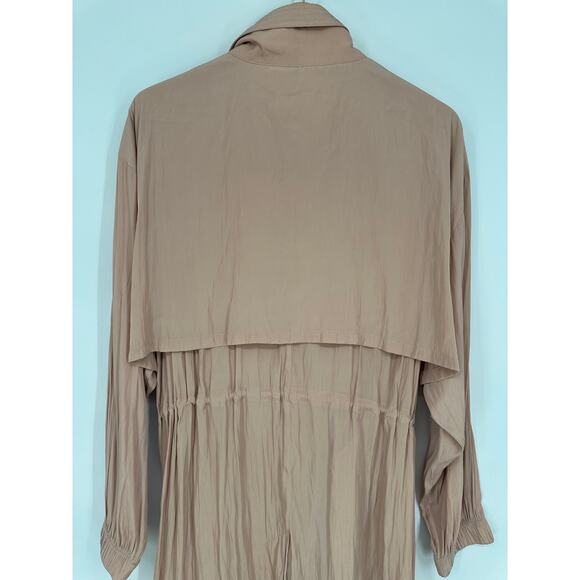 BCBGMAXAZRIA Quinn Long Trench Coat Full Zip Drawstring Jacket Cinch Waist Pink - Picture 12 of 13